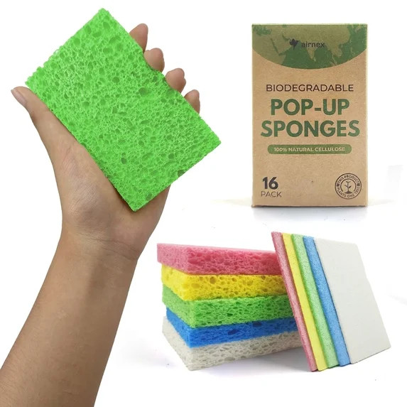AIRNEX Cellulose Sponges for Dishes, 16 Pack, Multicolor Pop Up Compressed | Walmart (US)