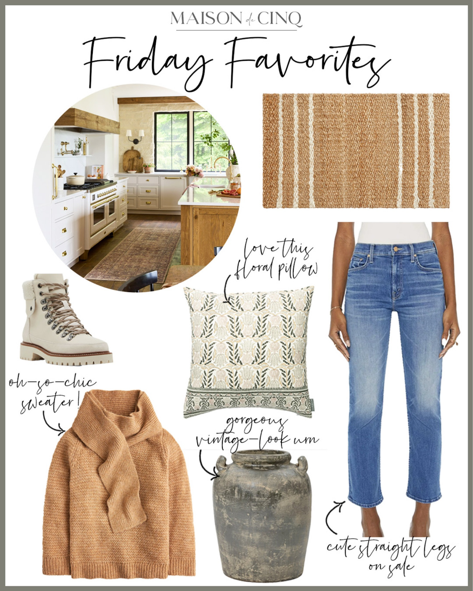 This week’s Friday Favorites is so good! Fave straight jeans on sale, gorgeous throw pillows, cute doormats, winter wear and more!

Home decor, winter decor, winter outfit, sweaters, winter fashion

#LTKSeasonal #LTKFindsUnder100 #LTKHome
