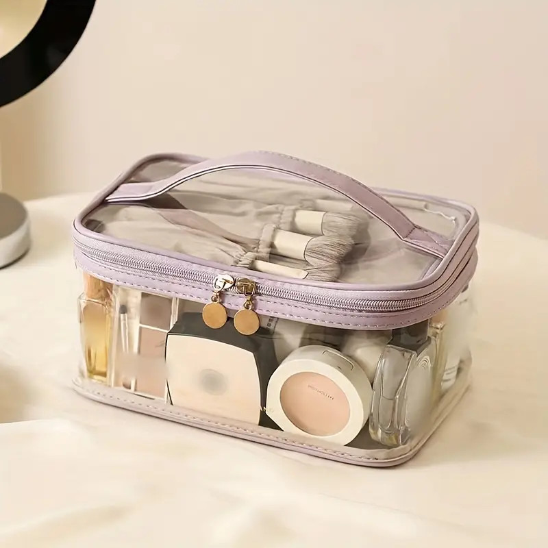 1pc Bolsa De Cosméticos Transparente, Bolsa De Almacenamiento De Cuidado De La Piel De Gran Capa... | Temu Affiliate Program