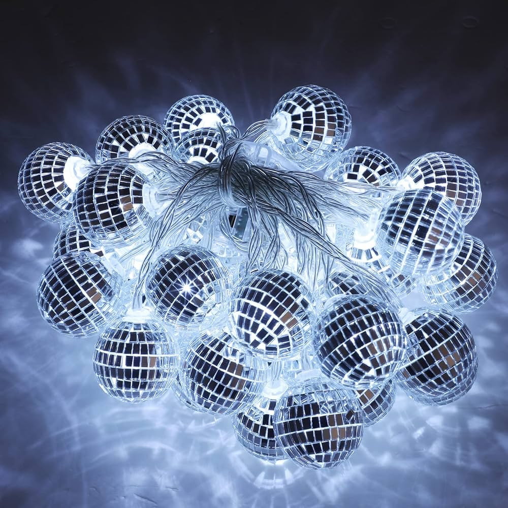 Tarpop 40pcs LED Disco String Lights 20ft Mirror LED Party Light Glass Ball Light Decor Light Str... | Amazon (US)