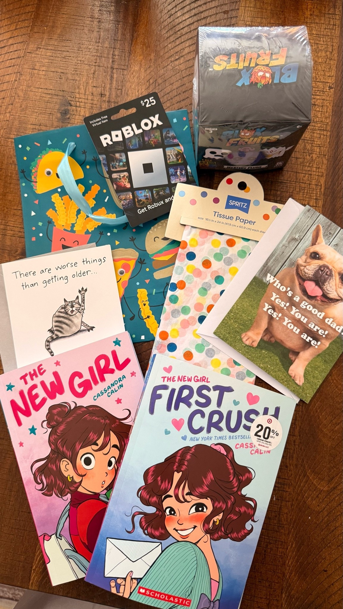 Made a quick stop into @Target for a birthday gift and ended up leaving with 2 new summer books and a Father’s Day card in addition to the birthday gift: a Roblox Robux card, Surprise Blox Fruits, cutie googly eye bag, confetti tissue paper, and a cutie funny card

#LTKKids #LTKSaleAlert #LTKmomlife