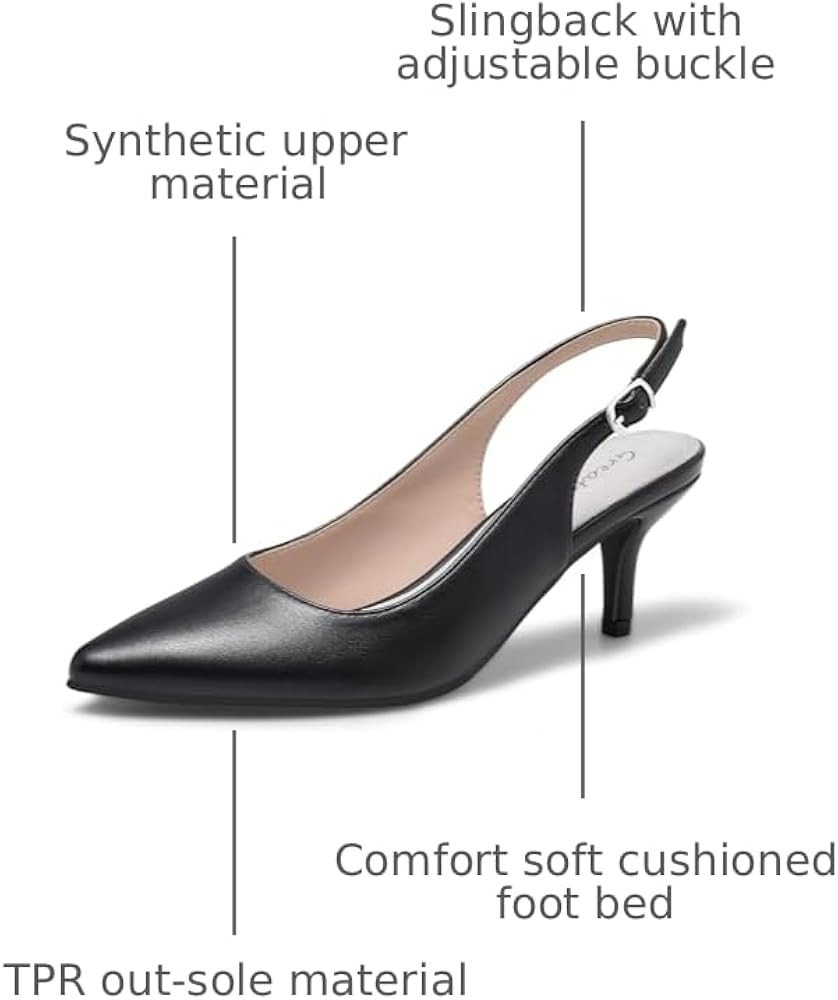 Greatonu Women's Kitten Heels Pointed Toe Slingback Dress Pumps Shoes | Amazon (US)