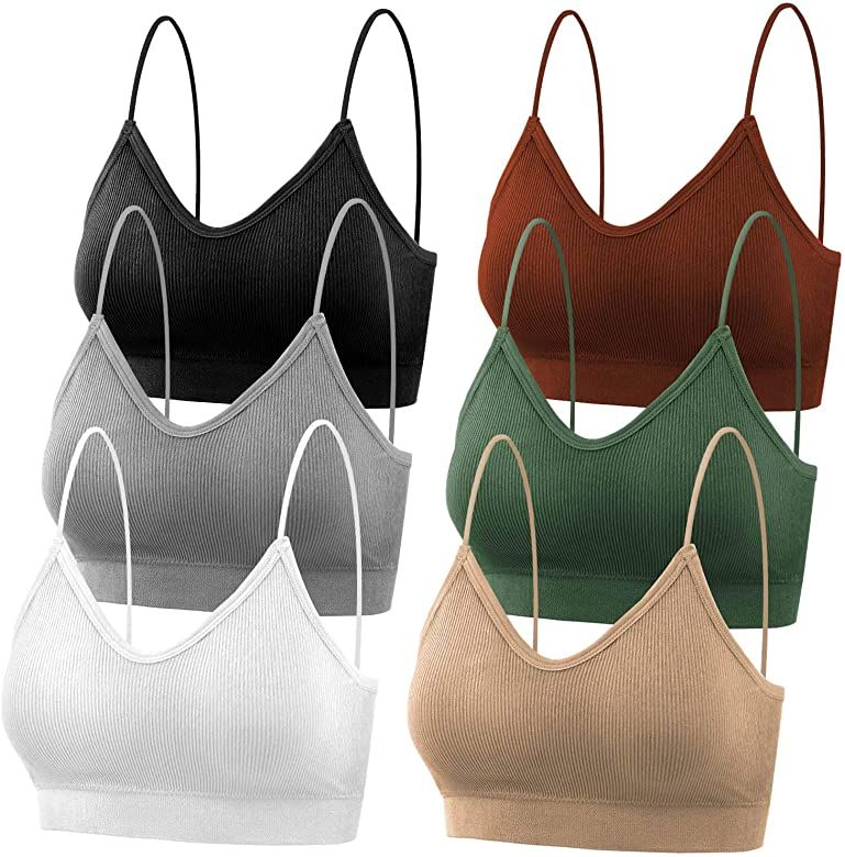 selizo Padded Bralettes for Women, 6 Pcs Sports Bras for Women Pack, V Neck Cami Bando Bra for Wo... | Amazon (US)