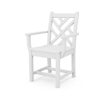 POLYWOOD Chippendale White HDPE Frame Stationary Dining Chair with Slat Seat | Lowe's