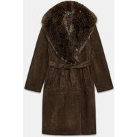 Zara - Faux Fur Collar Belted Coat - Brown - Xs - Woman | Zara US