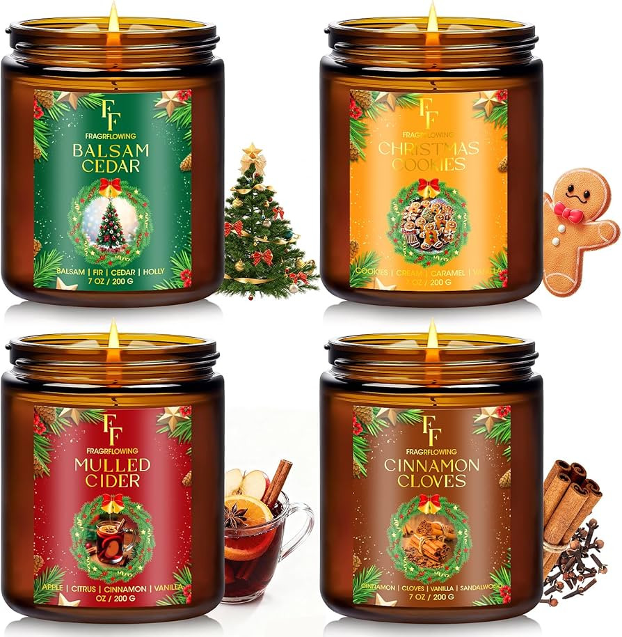 Christmas Candles Set, Scented Candles for Home, 4 Pack Holiday Natural Soy Candles, Christmas Gi... | Amazon (US)