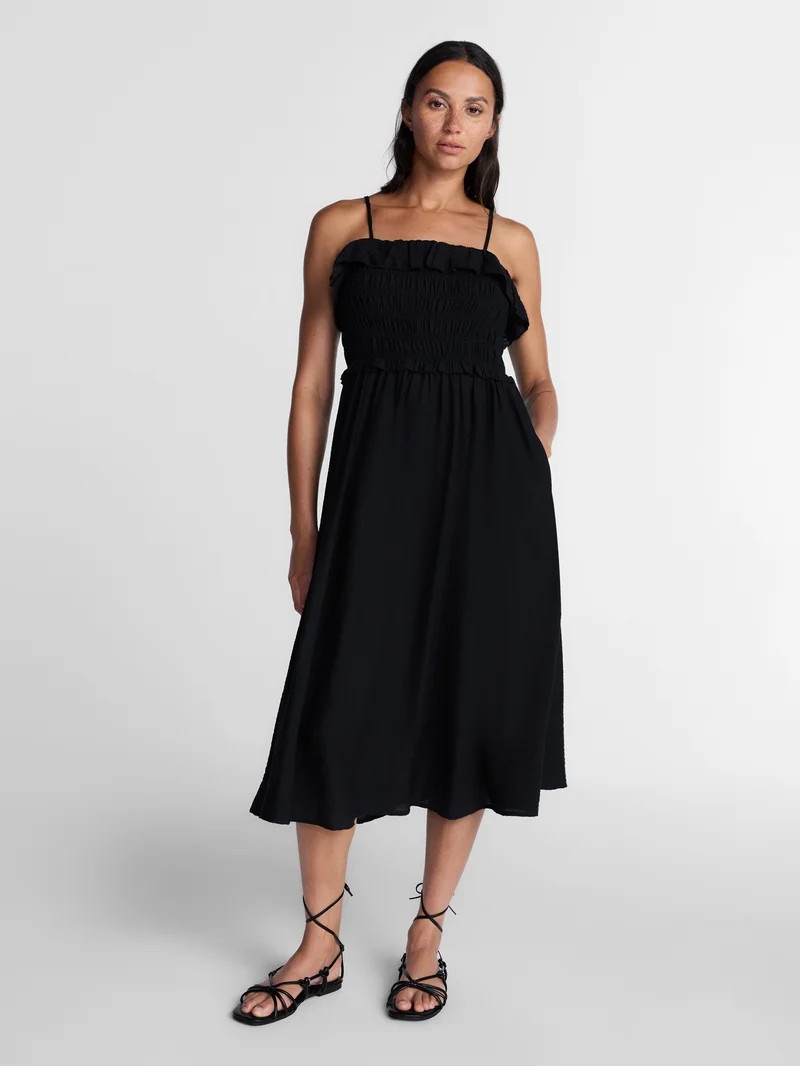Time and Tru Women's Sleeveless Smocked Midi Dress, Sizes XS-XXXL | Walmart (US)