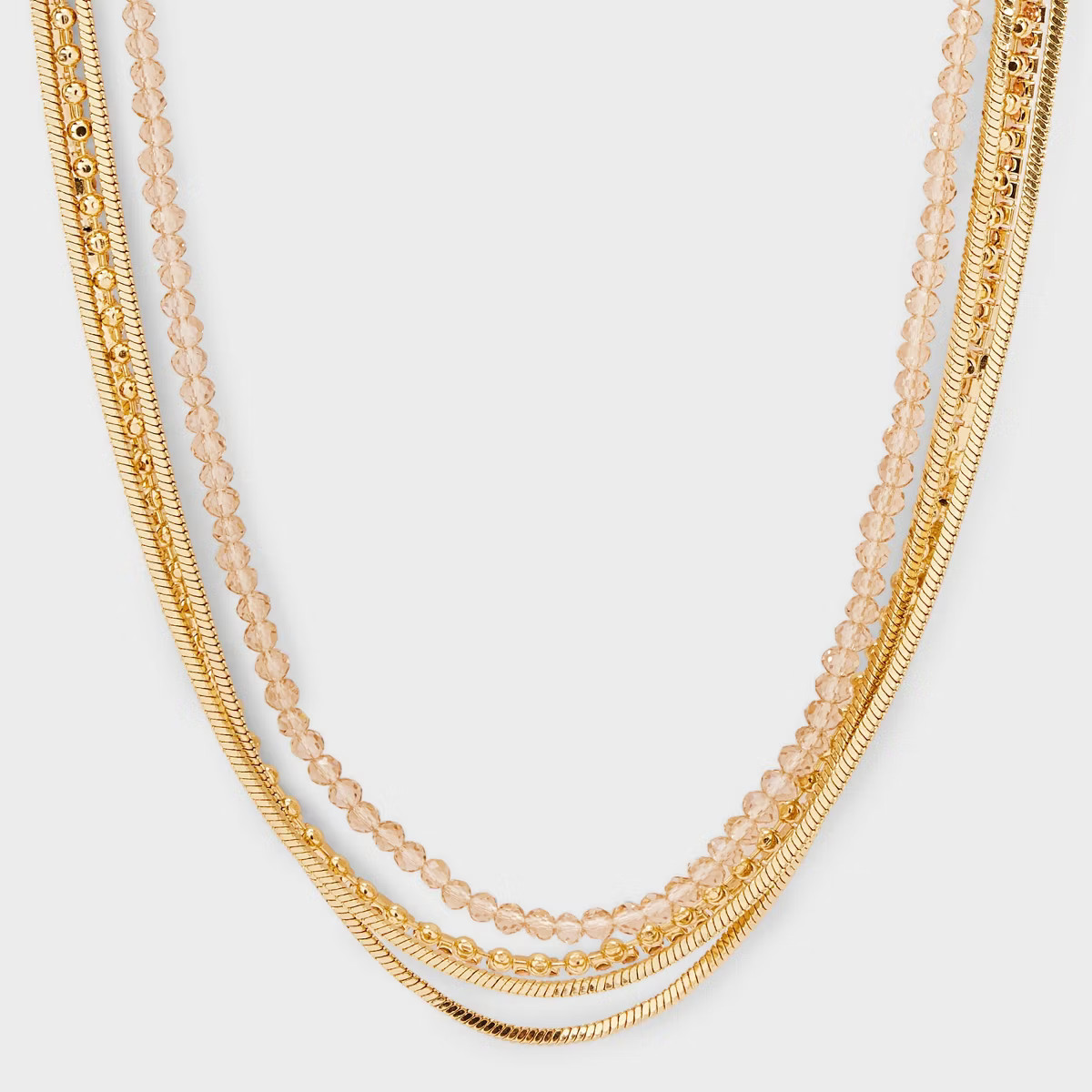 Peach Glass Beaded Multi-Strand Necklace - A New Day™ Gold | Target