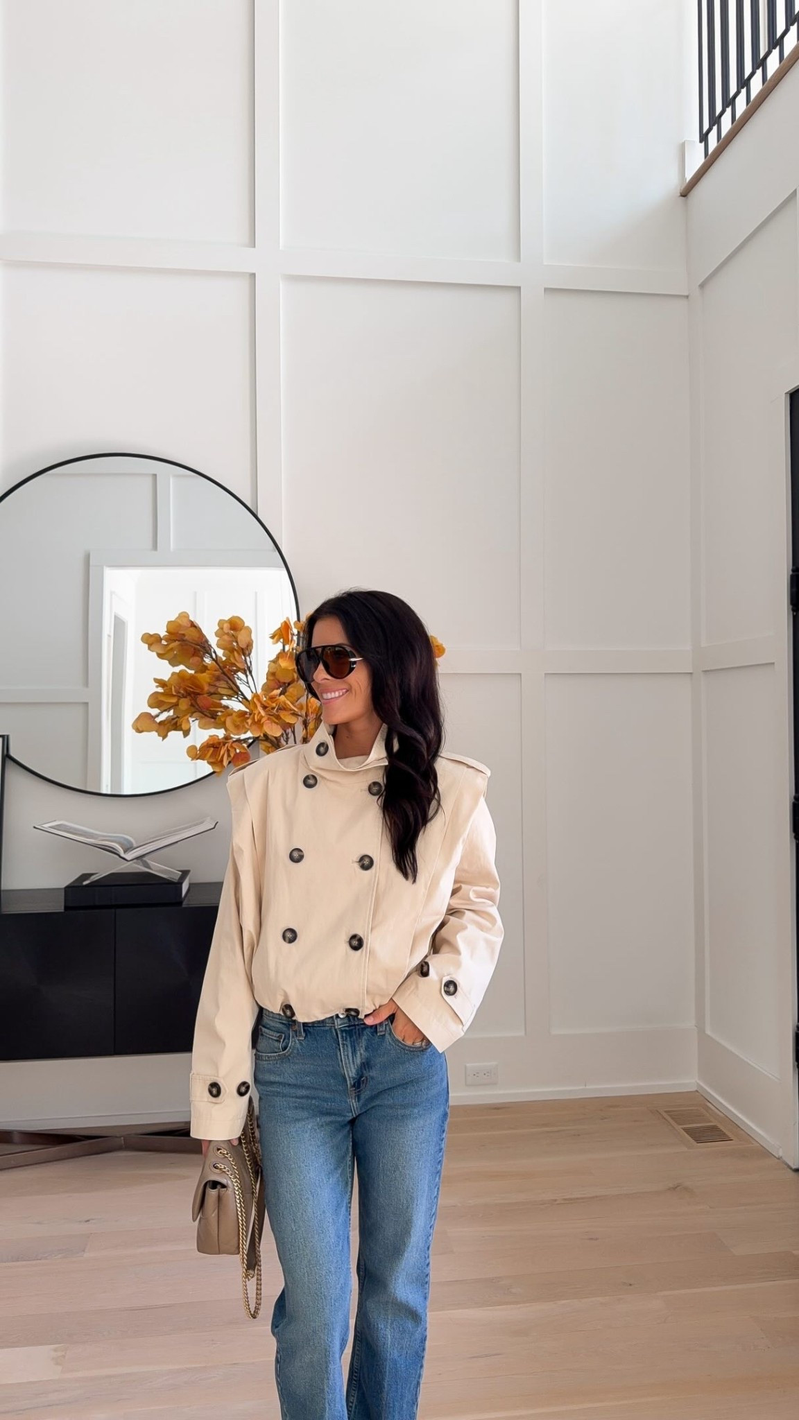 Fall jacket / cropped trench coat xs

Jeans 25 short (I’m 5’4”)