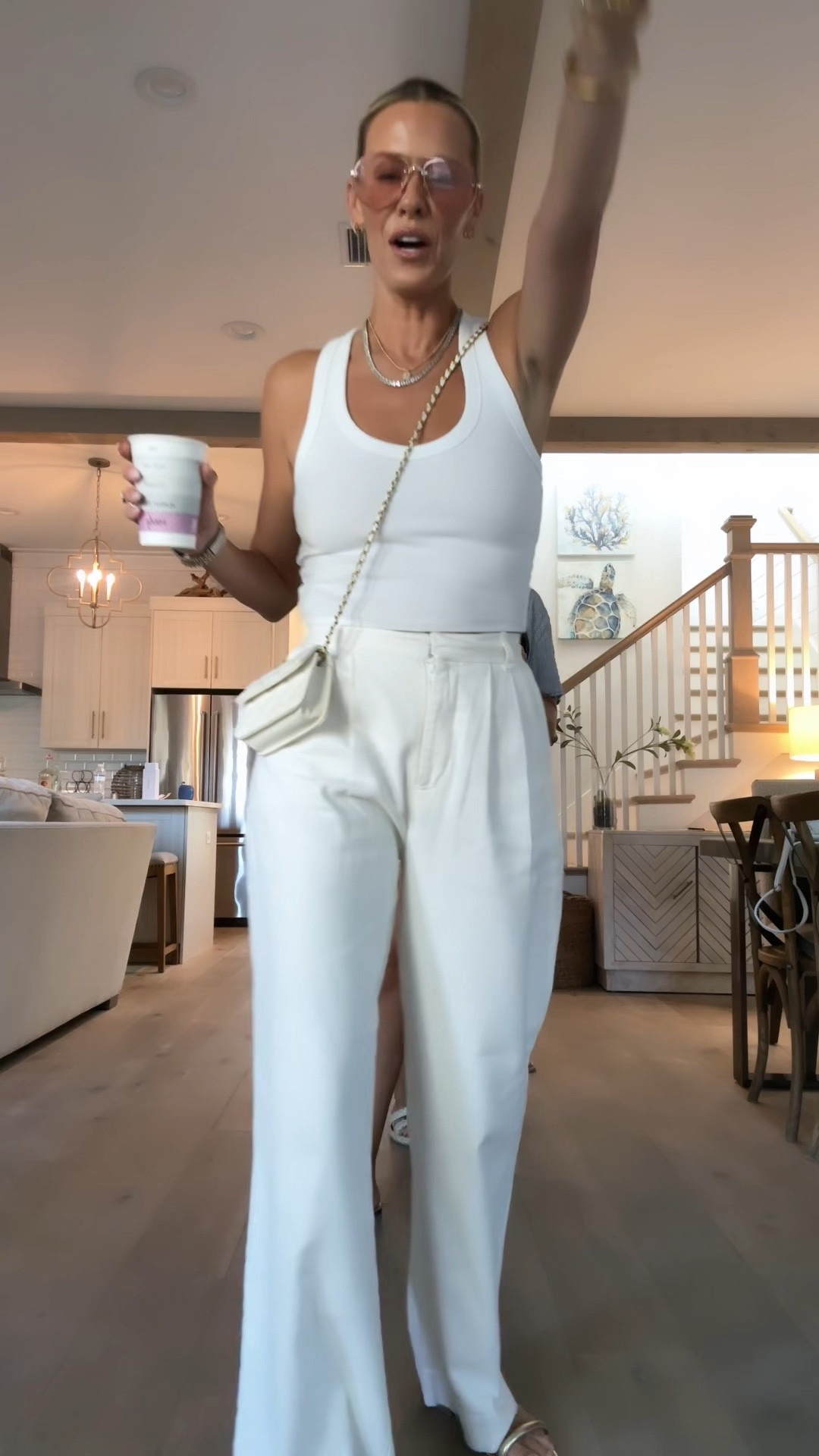 Rosemary fit check night 1🤍🤍// sizing: tank/small, pants/XS regular length 