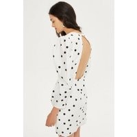 Womens Puff Sleeve Polka Dot Mini Shift Dress - Ivory, Ivory | Topshop UK