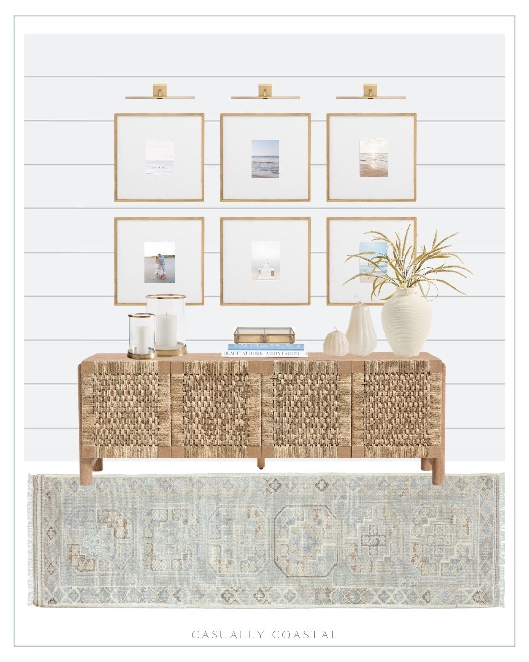 Fall Entryway Design

Coastal entryway, fall home decor, coastal home decor, coastal rug, entryway rug, runner rug, woven buffet, coastal buffet, pottery barn rug, hand knotted wool rug, wood gallery frames, LED armed sconce, faux natural grass bundle, coiled vase, coastal vase, hurricane candle holder, loveshackfancy glass pumpkin, brass and glass display box, coastal books, decor books, Amazon books, sideboard storage cabinet, woven console table

#LTKHome #LTKSeasonal