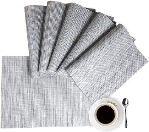 Placemats Placemats for Dining Table Gray Table Mats Set of 6 Easy to Clean Wipeable Washable Modern | Amazon (US)