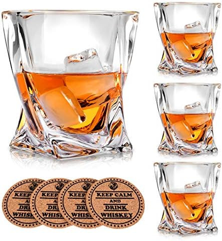 Vaci Crystal Whiskey Glasses - Set of 4 - with 4 Drink Coasters, Crystal Scotch Glass, Malt or Bo... | Amazon (CA)