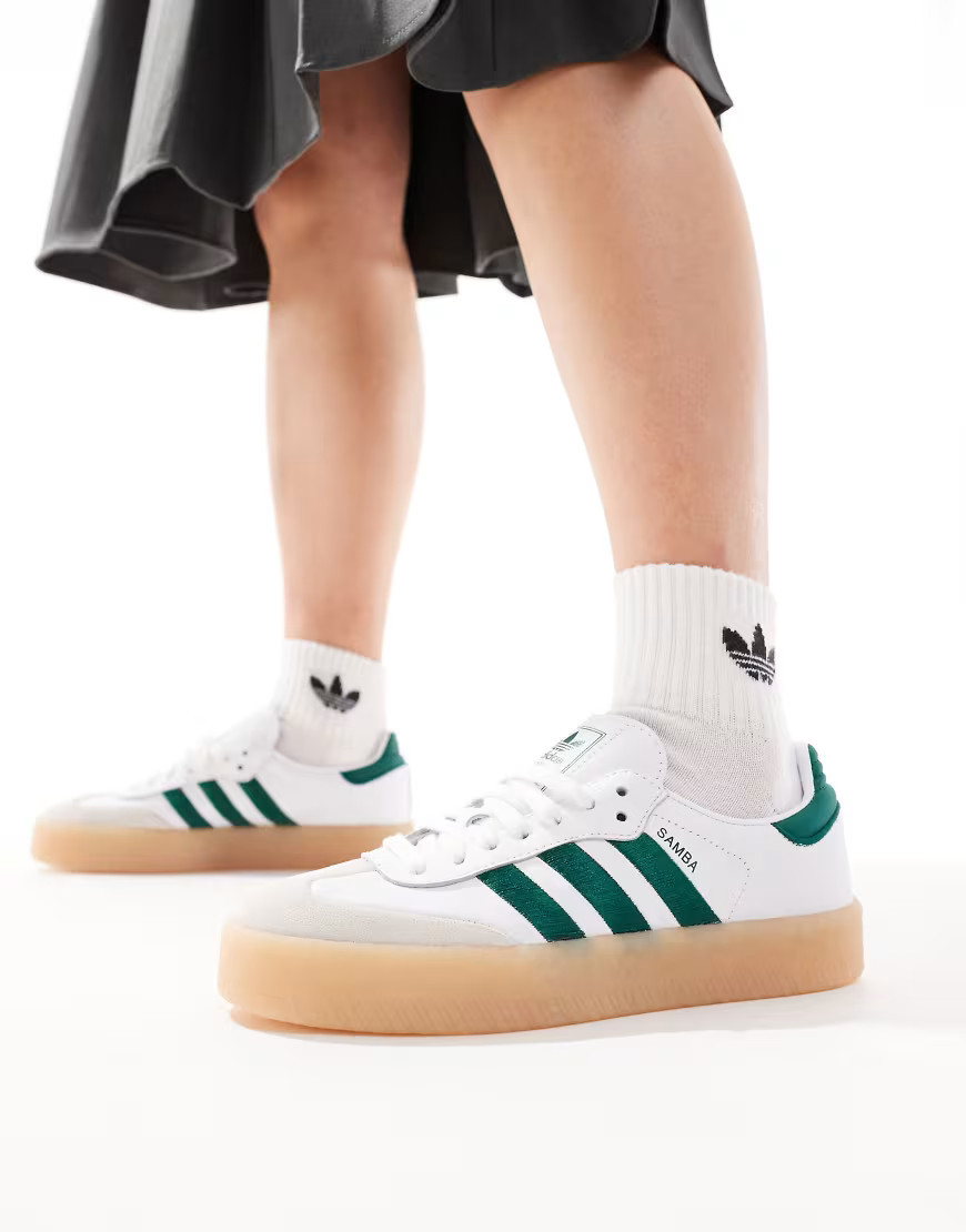 adidas Originals Sambae sneakers in white and green | ASOS (Global)