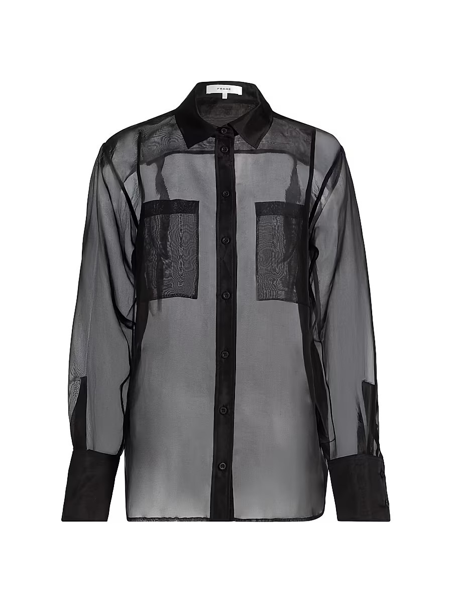 Women's The Silk Organza Boy Shirt - Black - Size XS | Saks Fifth Avenue