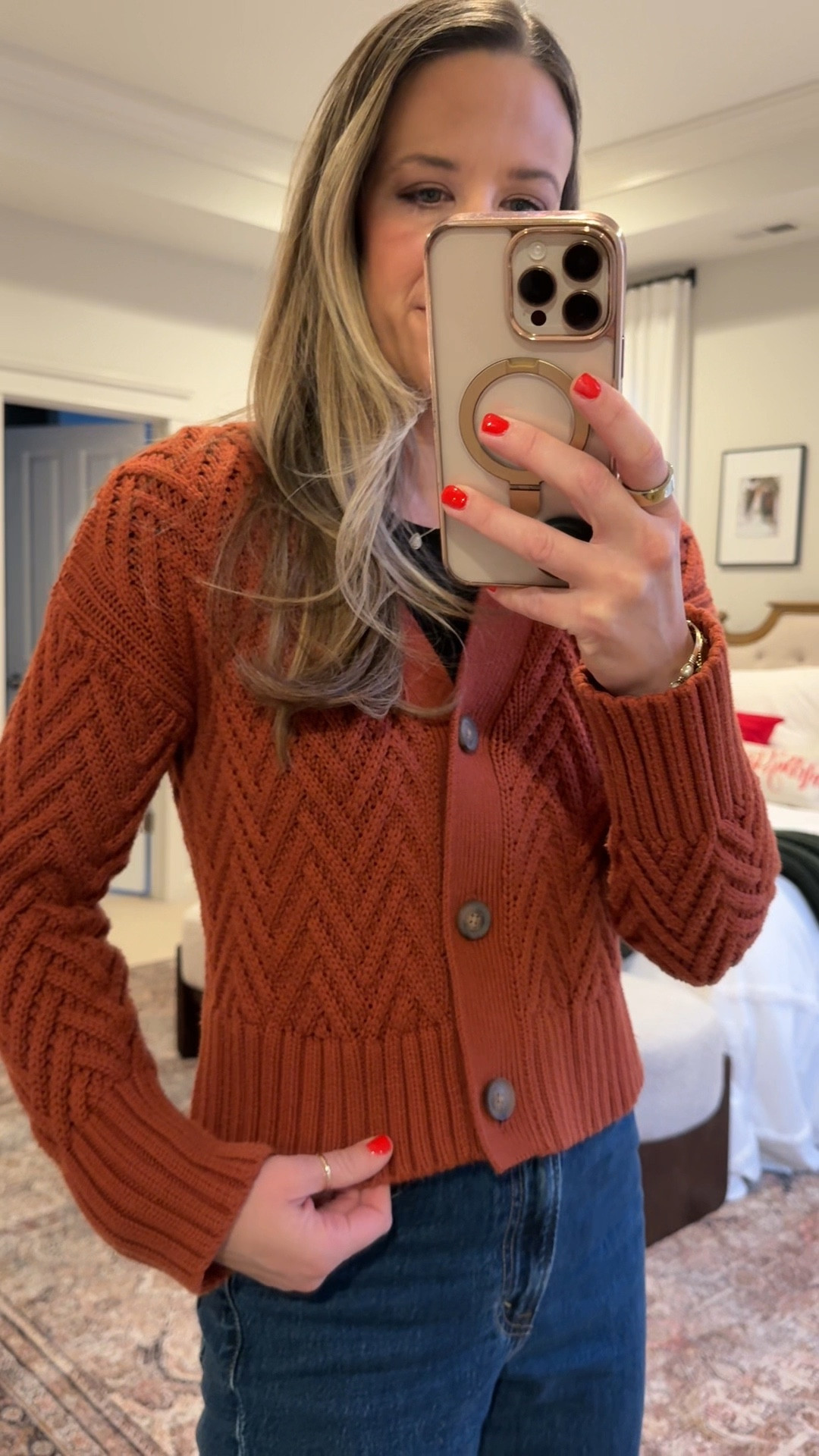 A cozy pop of color for winter — this rust-toned cardigan is an older piece, but I’ve linked a few similar styles that give the same look. Paired it with my Abercrombie High-Rise Ankle Straight Jeans (26R) — I always size up in the dark wash since they have a bit less stretch.

Such an easy, everyday outfit that still feels put together — perfect for school drop-offs, errands, or casual Fridays.

#AbercrombieJeans #ClassicStyle #LTKWinterStyle #CapsuleWardrobe #MomOutfits #LTKFinds #LinenAndLightCo #QuietLuxury #CasualWinterOutfit #LTKDenim #WinterCapsule #EverydayStyle

#LTKootd #LTKFindsUnder100

#LTKFindsUnder100 #LTKWorkwear #LTKootd