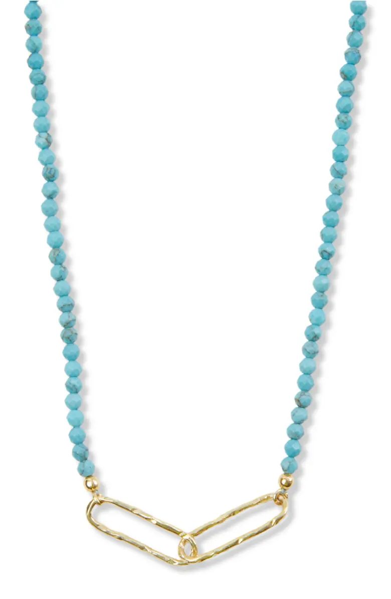 Argento Vivo Sterling Silver Beaded Turquoise Link Pendant Necklace | Nordstrom | Nordstrom