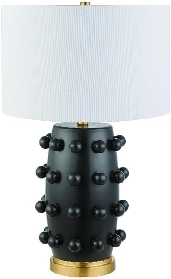 Henn&Hart 26" Tall Ceramic Table Lamp with Fabric Shade in Matte Black/White | Amazon (US)