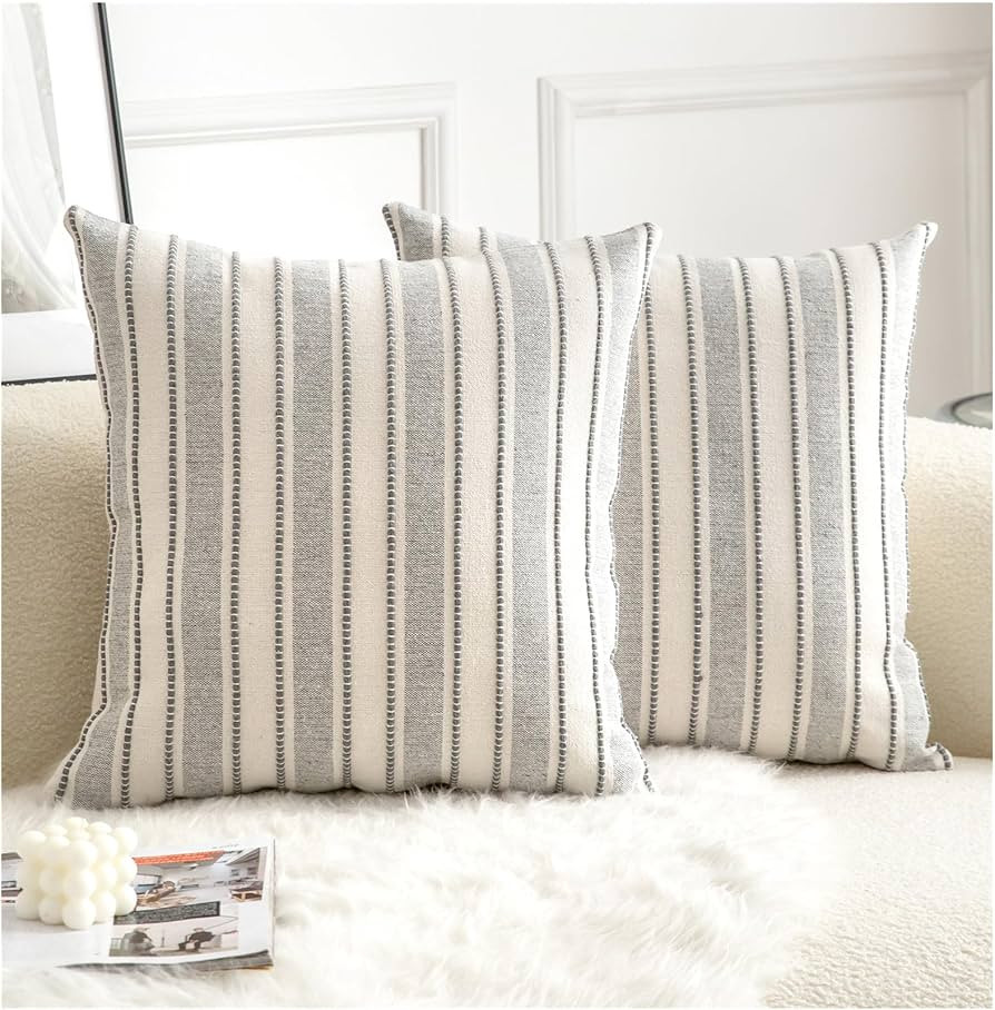 Cethom Decorative Boho Throw Pillow Covers, Farmhouse Textured Pillow Case, 18 x 18 Inch Set of 2... | Amazon (US)