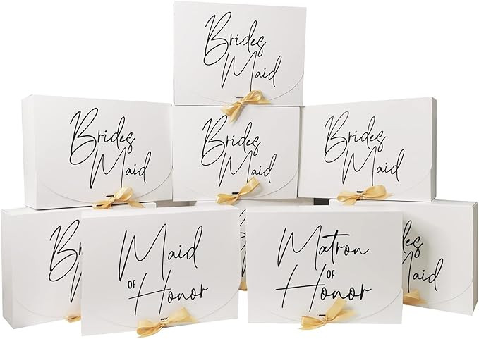 WLUSEAXI 10 Pack Bridesmaid Proposal Box Set with Ribbon,Maid of Honor Proposal Box Matron of Hon... | Amazon (US)