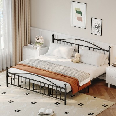 King Metal Platform Bed Frame – Vintage Circular Headboard & Footboard, No Box Spring Required, Black | Target