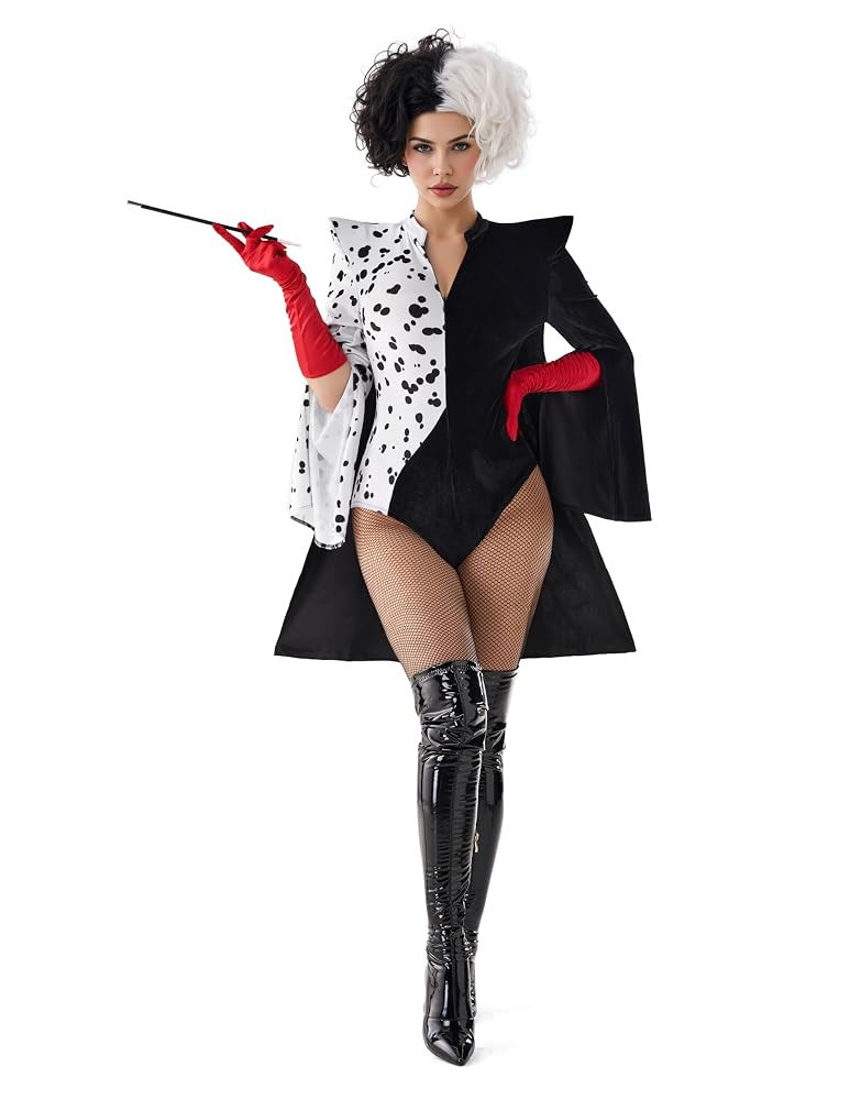Spooktacular Creations Villain Character Costume, Black and White Dalmatian Shawl, Halloween Cost... | Amazon (US)