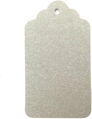 LWR CRAFTS 100 Hang Tags Scalloped Top Rectangle with Jute Twines 100ft (2 3/4" x 1 9/16", Silver... | Amazon (US)