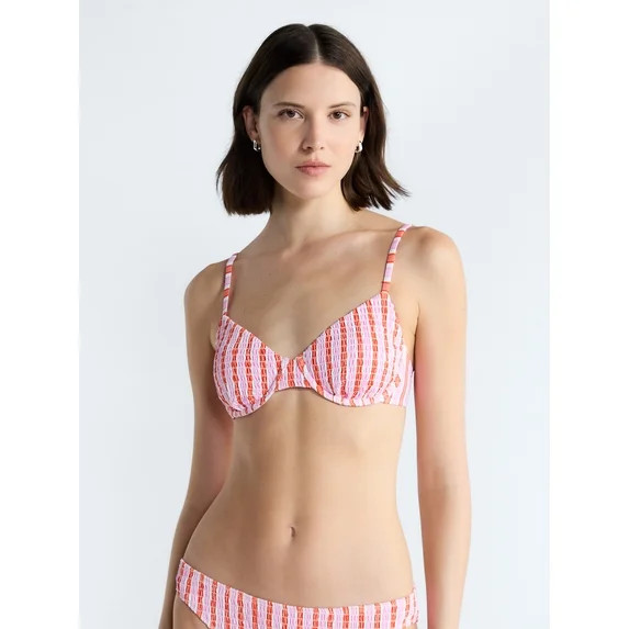 Free Assembly Women's Smocked Demi Underwire Bikini Top, Sizes XS-XL | Walmart (US)