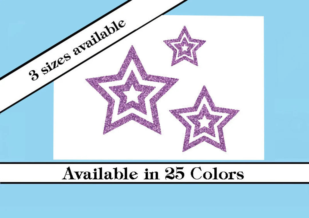Double Star Iron On Decal transfers Stars Outline Vinyl Glitter or Matte Heat Transfers No Sew | Etsy (US)