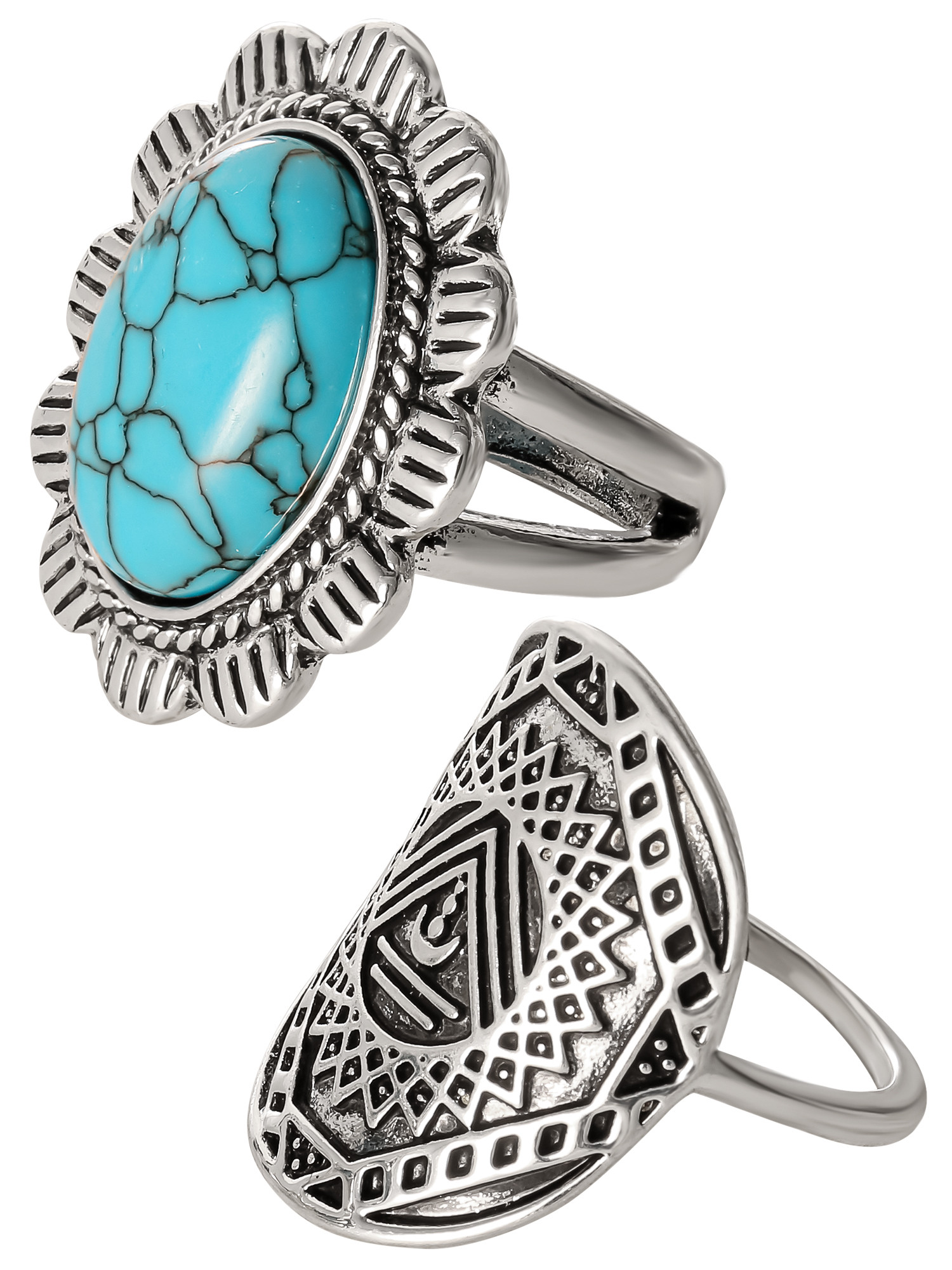 Jessica Simpson Faux Turquoise Stone Ring Set, Set of 2 | Walmart (US)