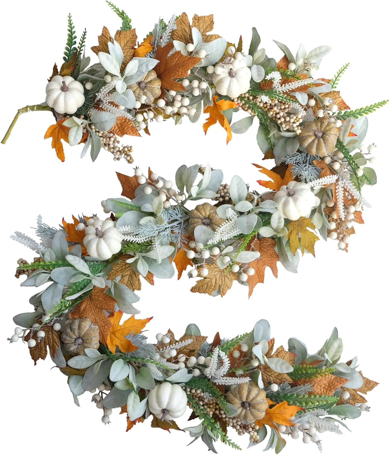 Fall Wreath Pumpkin Garland Thanksgiving Autumn Neutral Garlands Decoration | Amazon (US)