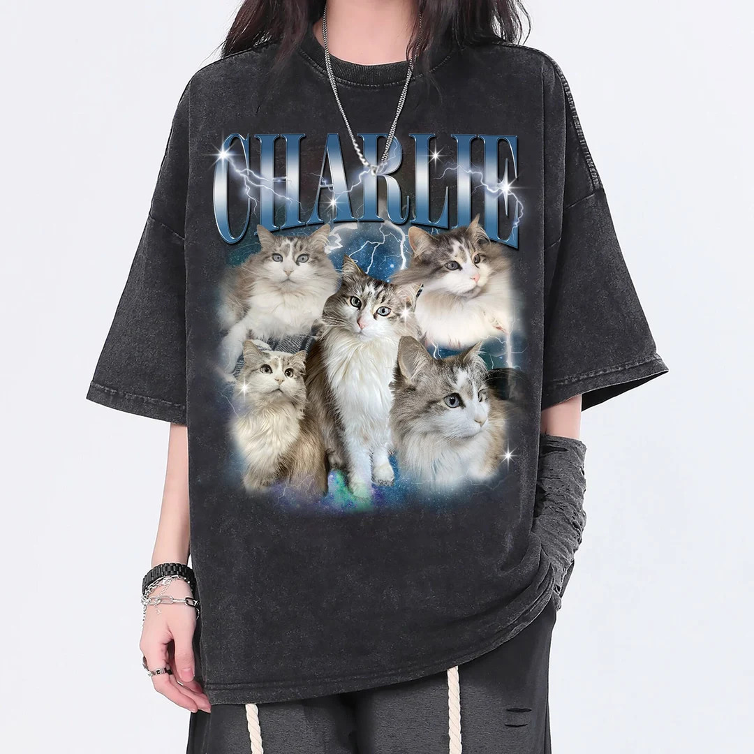 Pet Custom Vintage Washed Shirt Custom Cat Graphic Unisex - Etsy | Etsy (US)