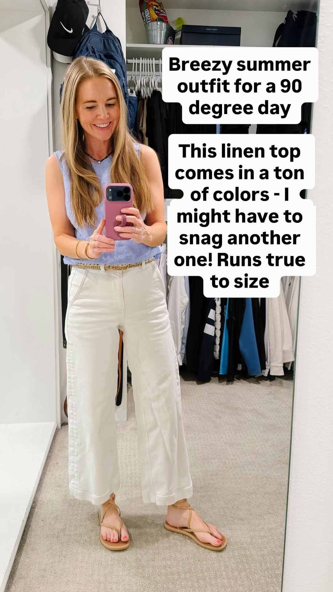 This hundred percent linen tank is $32 and comes in ten colors! 

I’m wearing an XS which is my normal size!