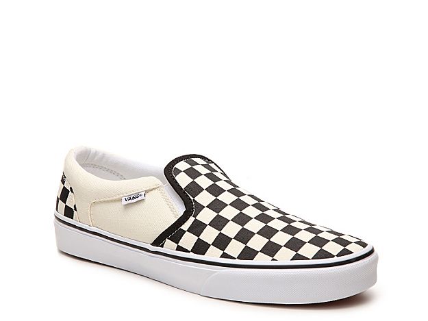 Vans Asher Checkered Slip-On Sneaker - Men's - Black/White | DSW