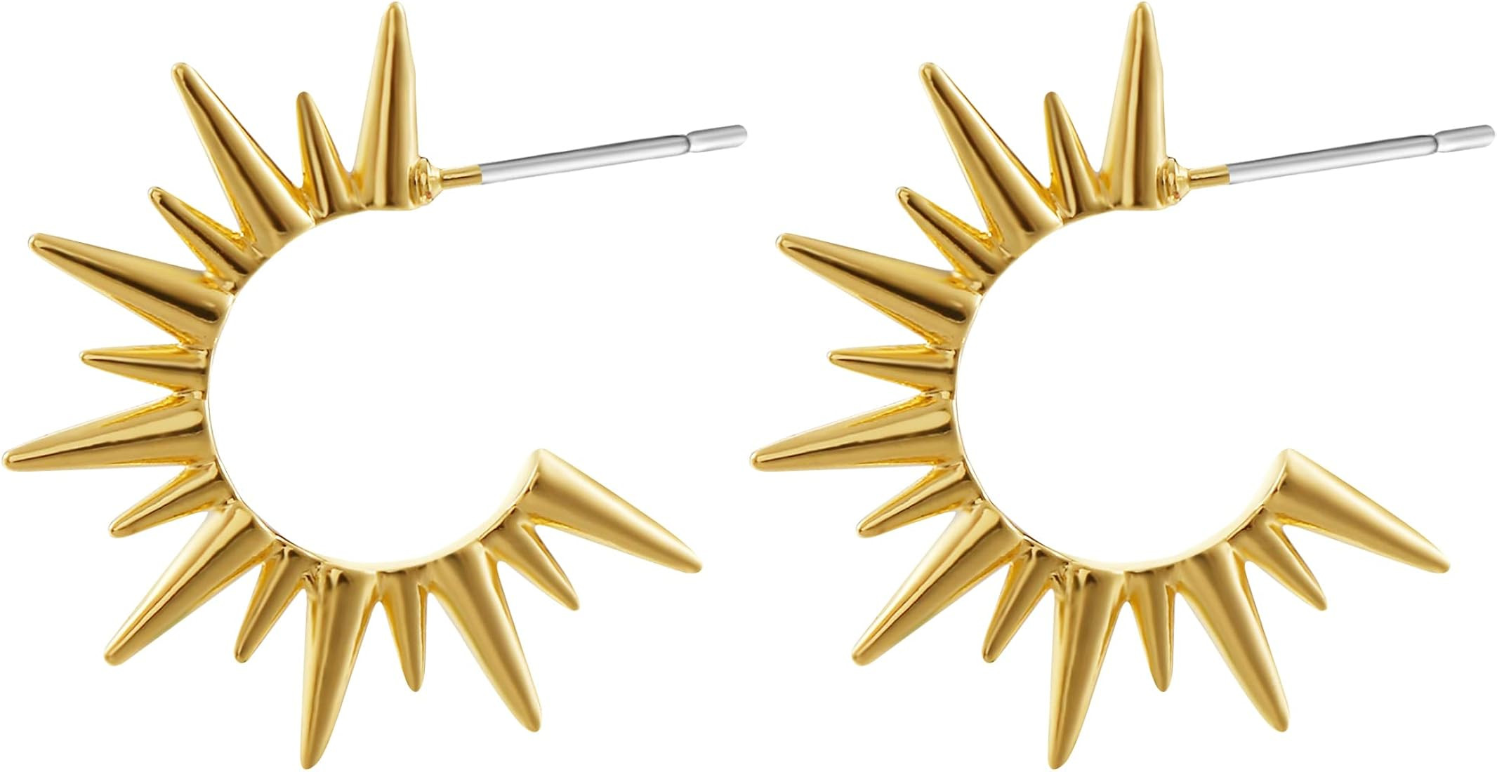 Kyerlyn Dainty Double Rectangular Hoop Earrings 14K Gold Plated Chunky Earrings Simple U Shaped H... | Amazon (US)