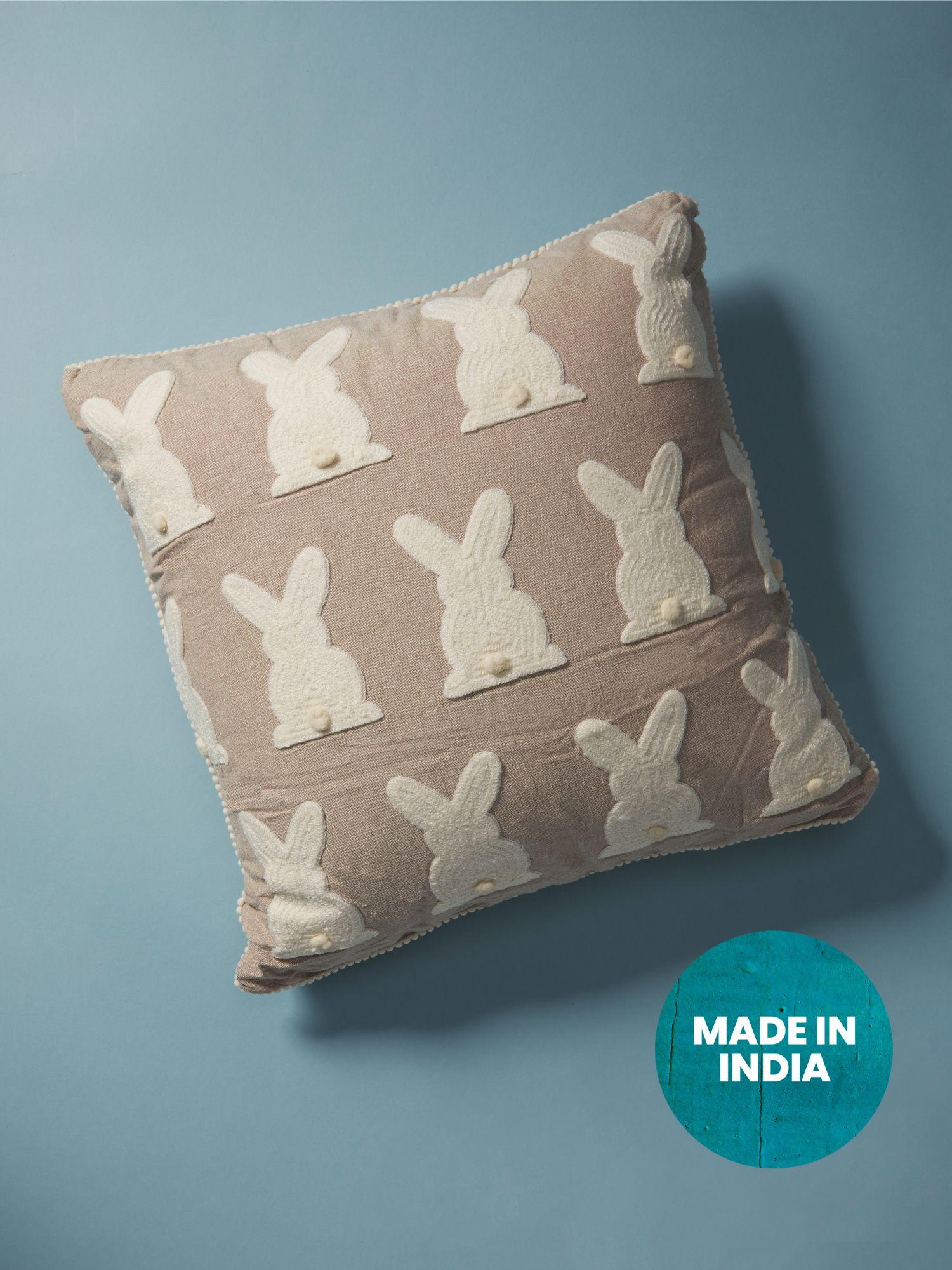 20x20  Bunny With Pom Pom Pillow | Pillows & Throws | HomeGoods | HomeGoods