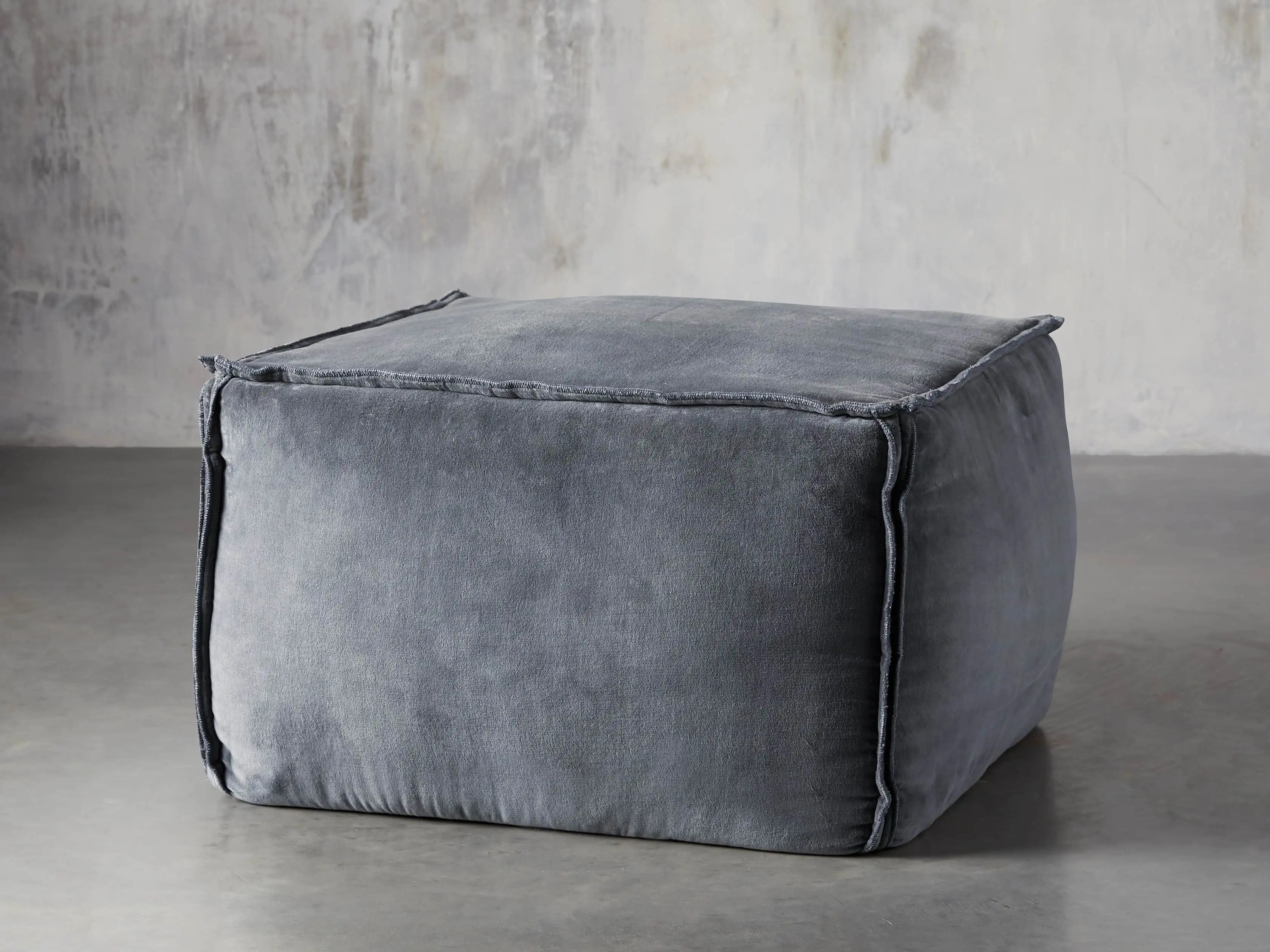 Washed Velvet Pouf | Arhaus