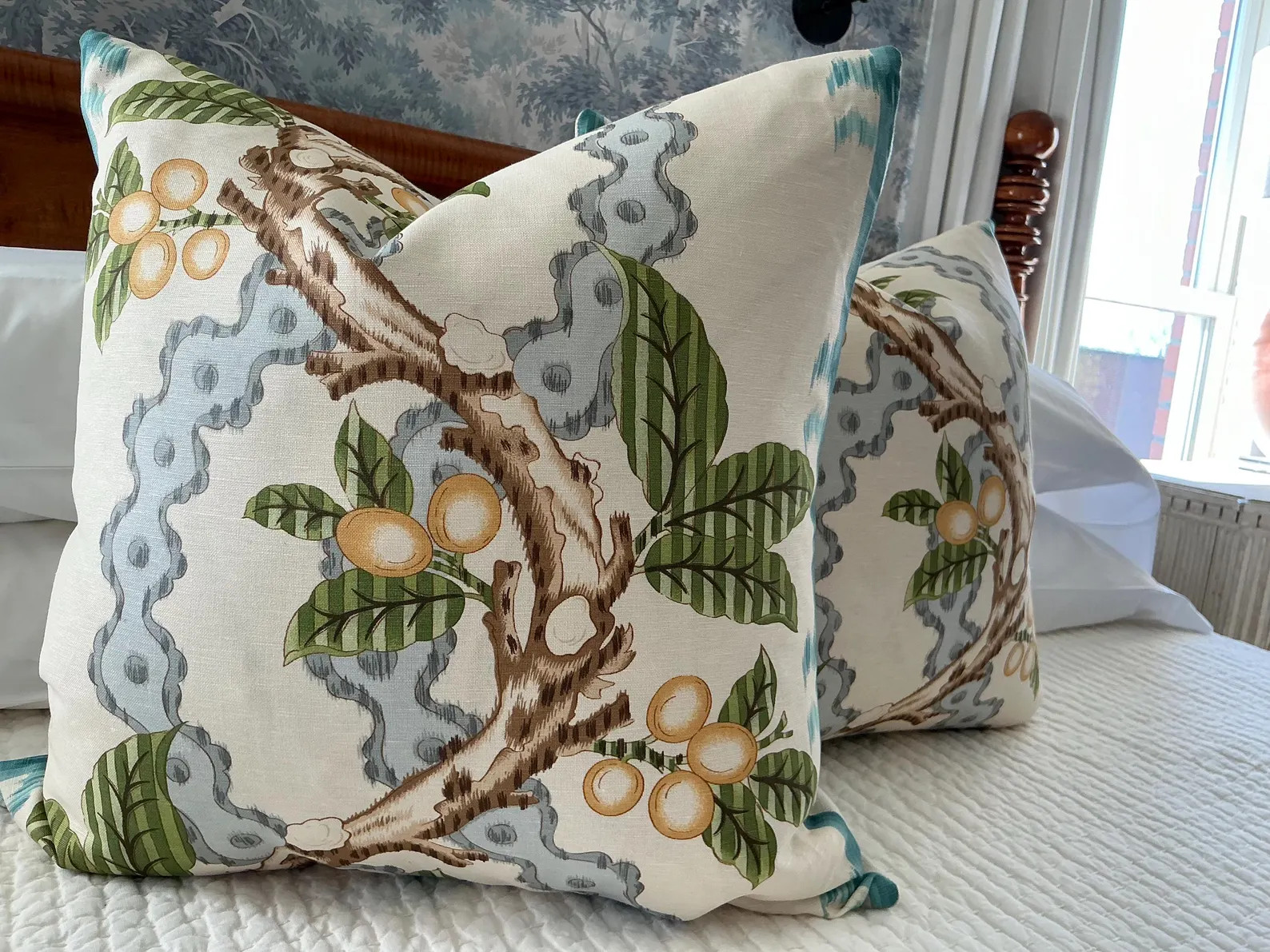 Brunschwig & Fils "Josselin"  - Aqua And Mist Pillow Cover | Etsy (Global)