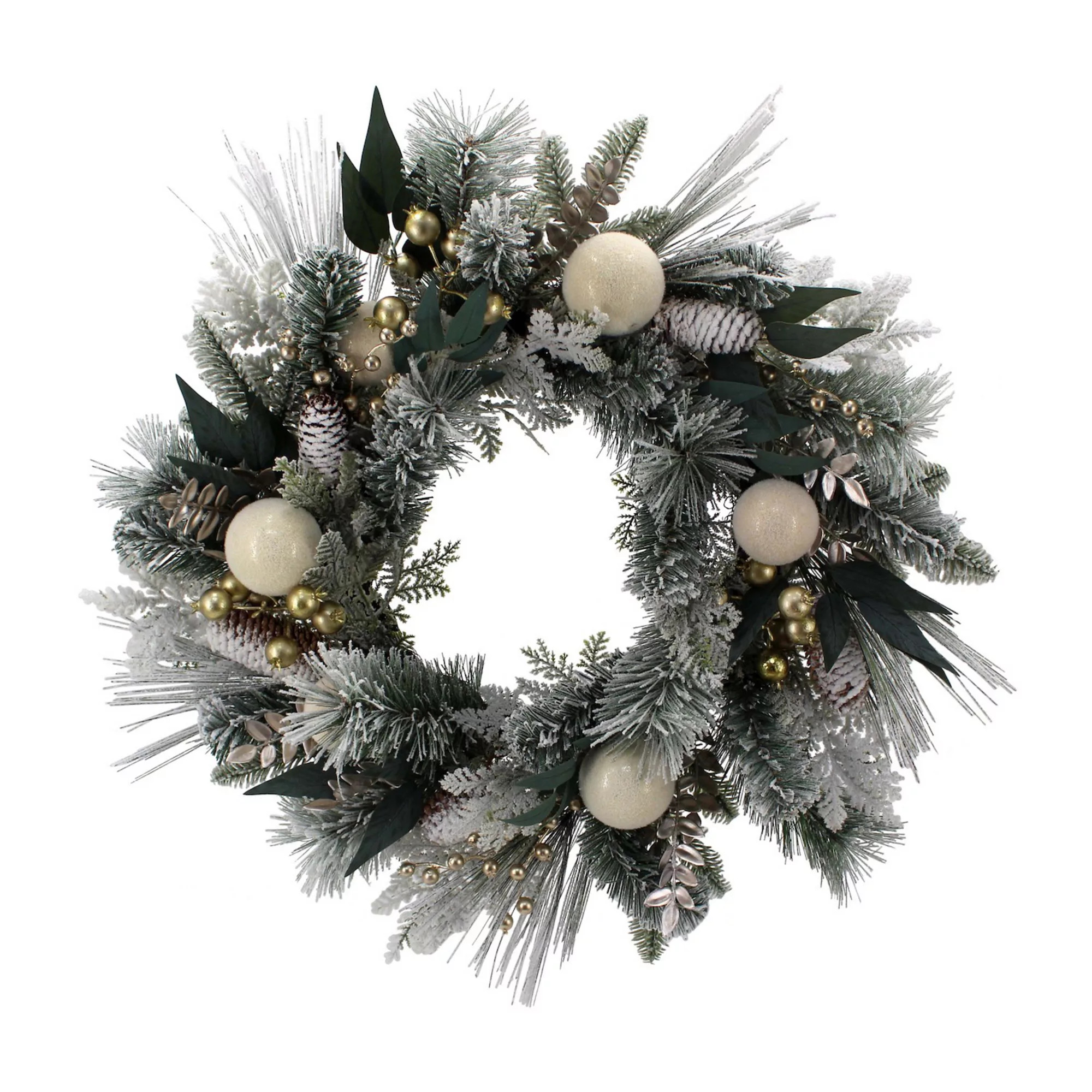 St. Nicholas Square® Flocked & Bauble Wreath with Bow | Kohl's