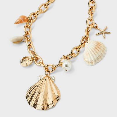 Shell Charm Necklace - A New Day™ Gold/Multi | Target