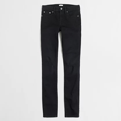 Factory distressed black skinny jean with 28" inseam | J.Crew Factory