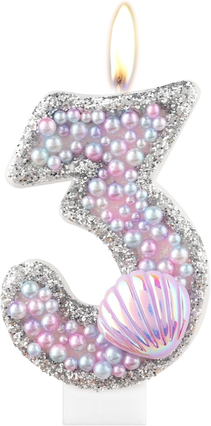 Girls Birthday Number 0 Candle with Purple Pearls Mermaid Tail Number Birthday Candles for Girls ... | Amazon (US)