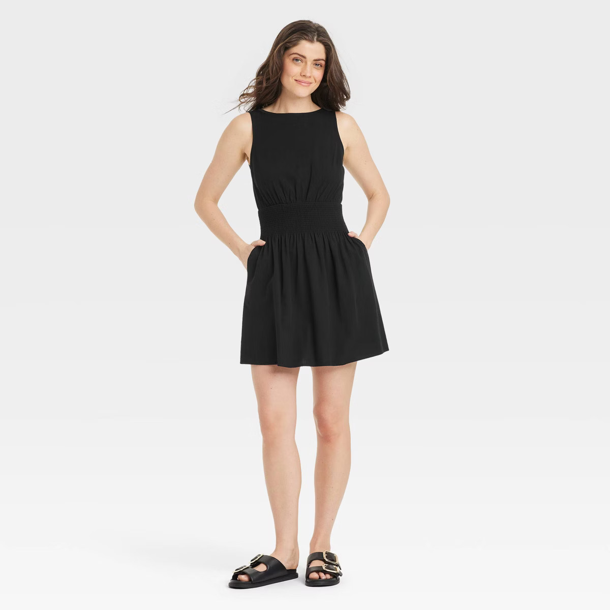 Women's Linen Mini Sundress - Universal Thread™ Black S | Target