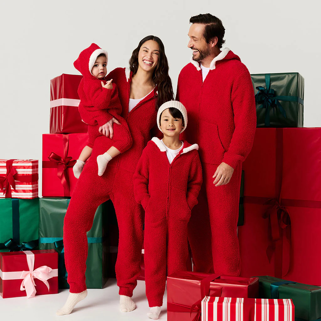Holiday Red Long Posh Santa Claus Adult Cuddle One Piece | Posh Peanut® | Posh Peanut