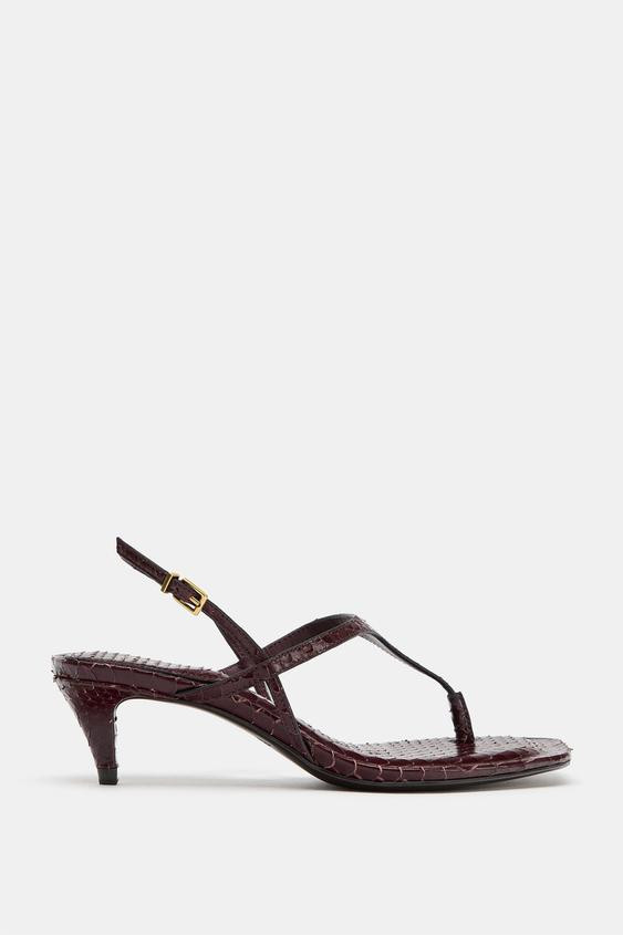EMBOSSED LEATHER SANDALS | Zara US