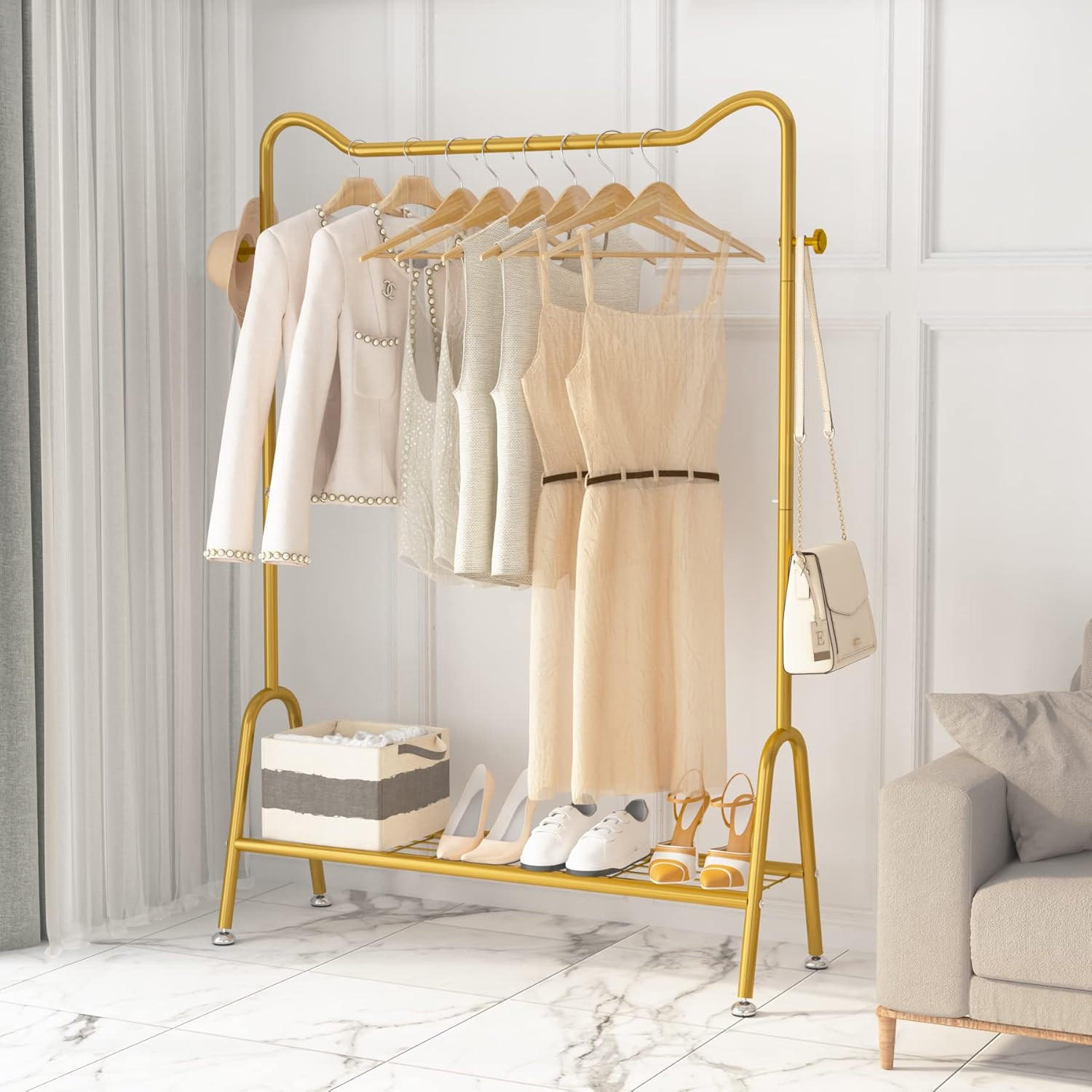 UDEAR Clothing Garment Rack,Multifunctional Clothes Organizer for Hanging Clothes,Shoes,Bags,with... | Amazon (US)