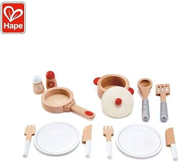 Hape Cook & Serve Set | 13 Piece Wooden Pretend Play Cooking Set with Accessories | Amazon (US)