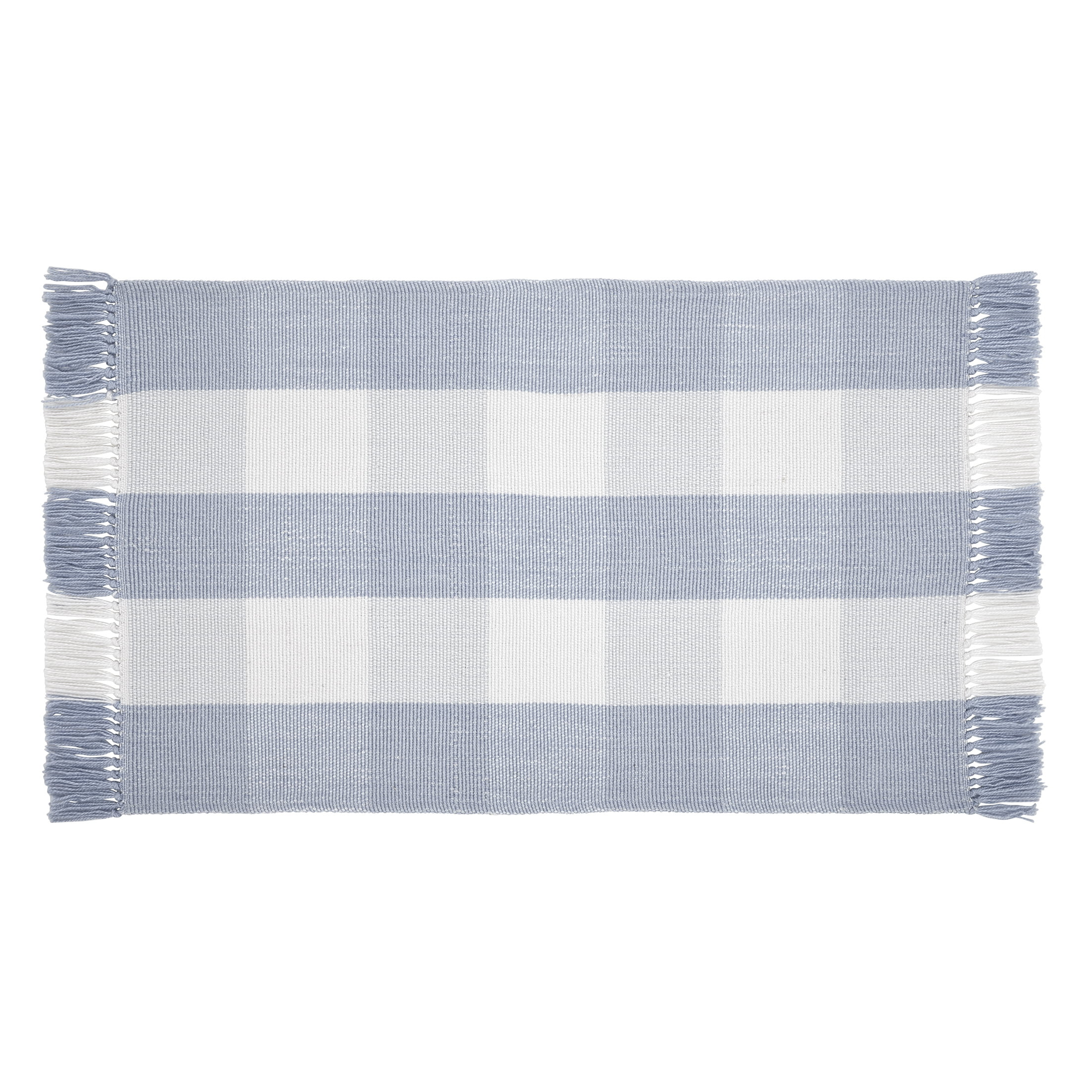 My Texas House Blue Gingham Fringe Indoor/Outdoor Layering Rug, 24" x 38" | Walmart (US)