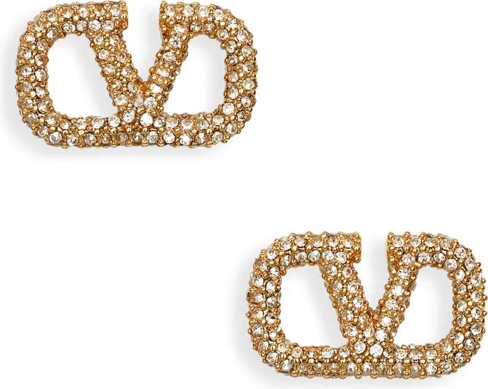 Valentino Garavani VLOGO Signature Crystal Embellished Stud Earrings | Nordstrom | Nordstrom